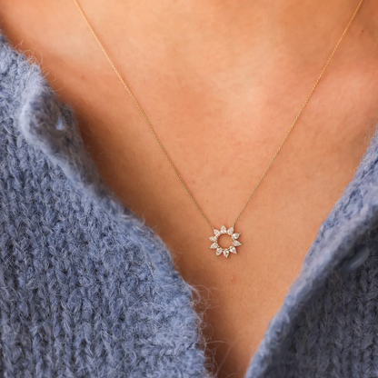 Taylor Elaine Pear Flower Necklace - 14kt Gold
