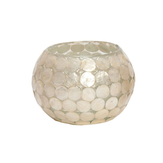DEK Dotted Mosaic Fishbowl Candleholder 3.5" - Natural White