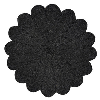 SRO Flower Design Beaded Placemat - Black