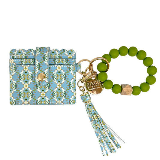 LPK English Garden Blue Keychain Wristlet Wallet