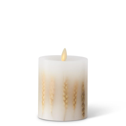 KKI White Wax Wheat Luminara Indoor Pillar - 4.5"