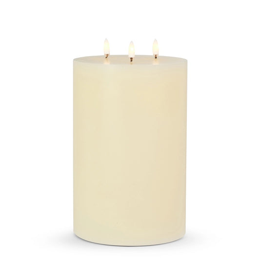 Moving Flame - Triflame Pillar - Ivory - 10x6