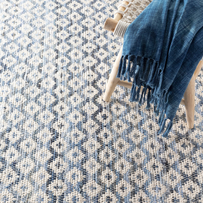 Denim Rag Diamond Handwoven Cotton Rug - 2x3