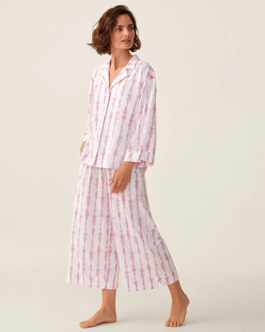 The Olivia Wide Leg PJ Set - Pink Mayfair Toile