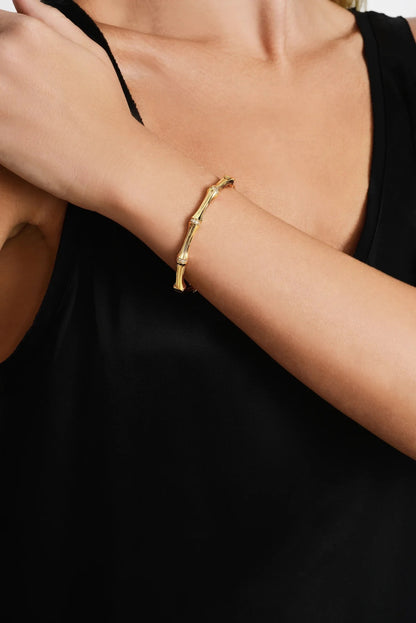 Bamboo - Hinged Bangle in Gold