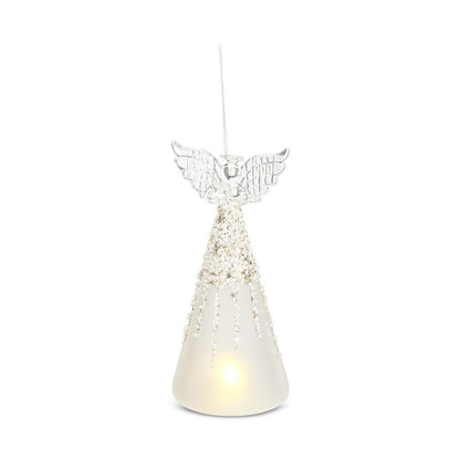 KKI Frosted & Beaded Glass LED Angel - 6.5"