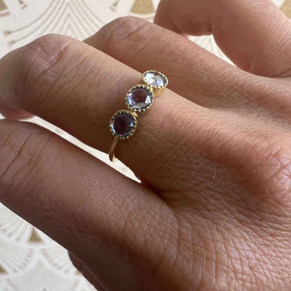 JKD R - Aria Triple Blue Sapphire Ring; 14kt YG; 7