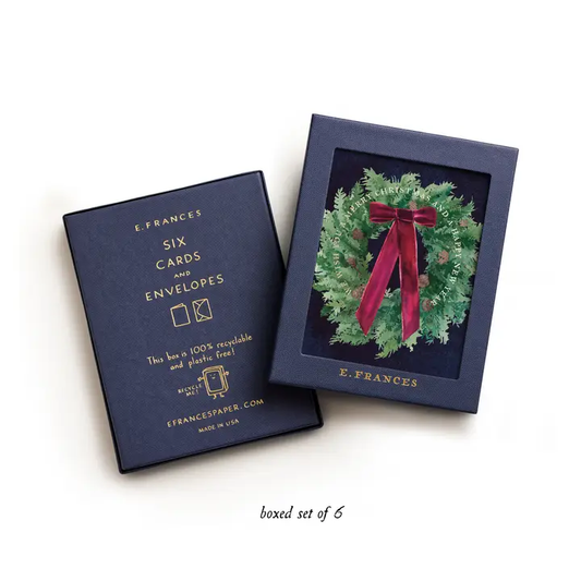 Velvet Bow Wreath Boxed Christmas Greeting Cards