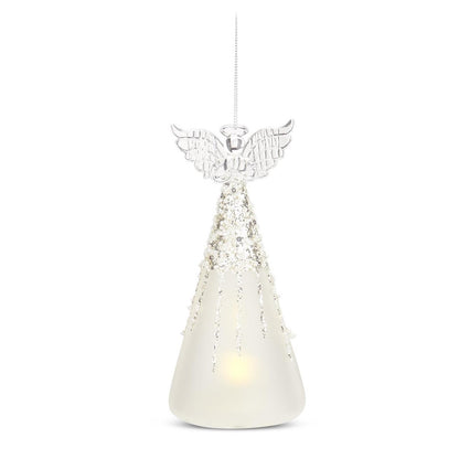 KKI Frosted & Beaded Glass LED Angel - 7"