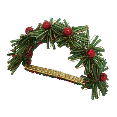 Beaded Holly Flower Napkin Ring