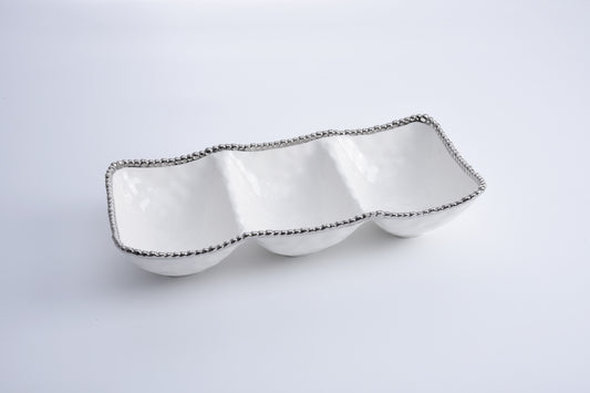 PPB Silver Salerno - Deep 3-Section Serving Piece (2564W)
