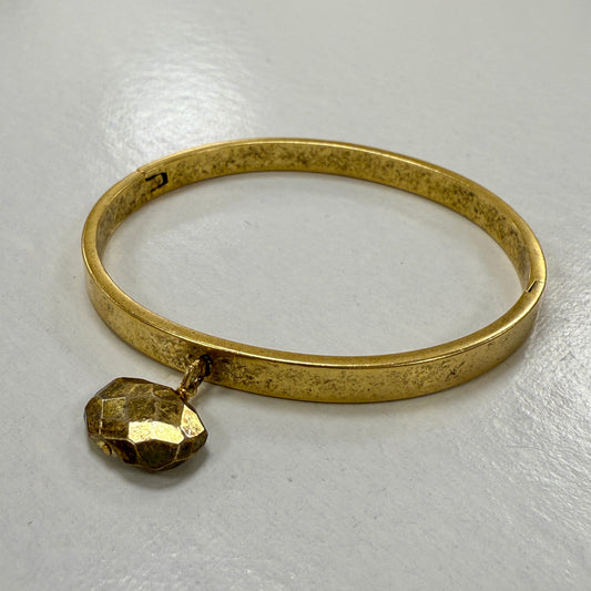 GDS Bracelet - Hinged Bangle with Faceted Pyrite Bead
