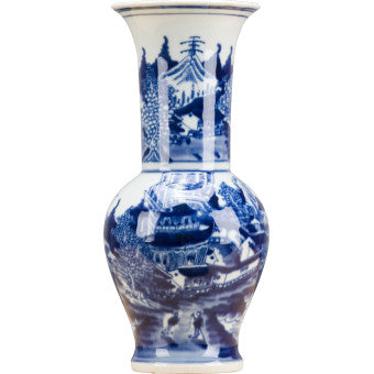 Classic Small Flair Vase - Blue & White - 9.5"H