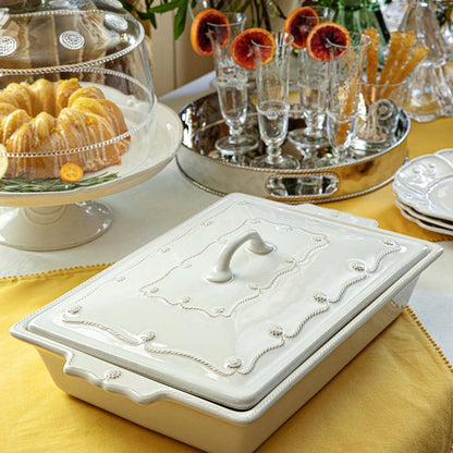JLK Berry and Thread - Whitewash - Lidded Rectangle Baker 13"
