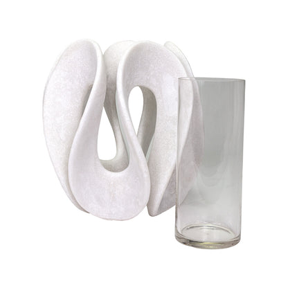 KVD Cason White Quartz Sand Candleholder 12"