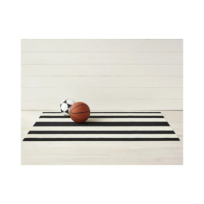 Bold Stripe Shag Mat - Utility 24x36 - Black & White