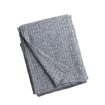 LLA River Blanket - Blue Jacquard - Cotton Linen - Queen 96x98