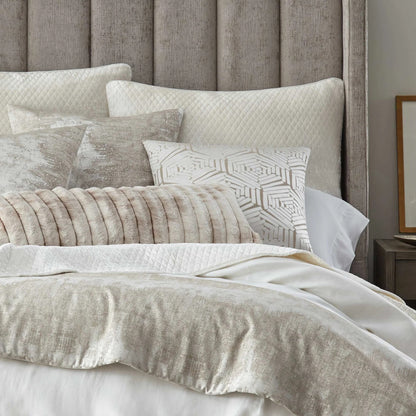 Percy - Square Pillow - Ivory Textured Patterned Jacquard 24x24