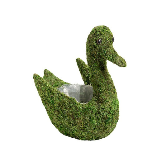 SPM Deco Moss Swan Basket 13"