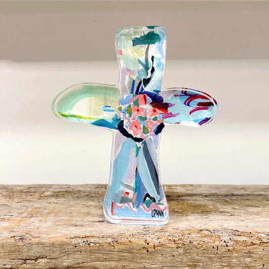 LDN Acrylic Everlasting Love Cross - Blue 8"