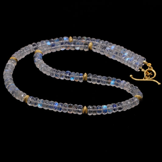Moonstone and Lentil Spacer Beaded Necklace