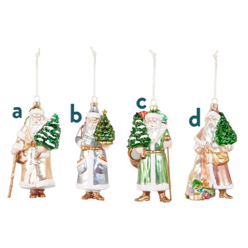 Single Victorian Santa Glass Ornament 6.25"