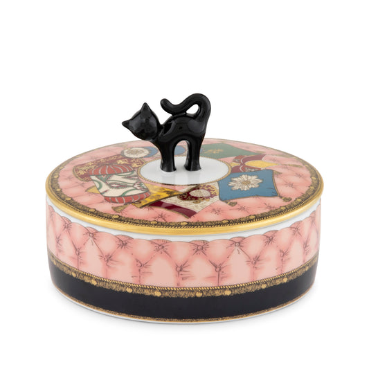 Totem - Gatto - Round Box with Cover & Cat Knob 5"