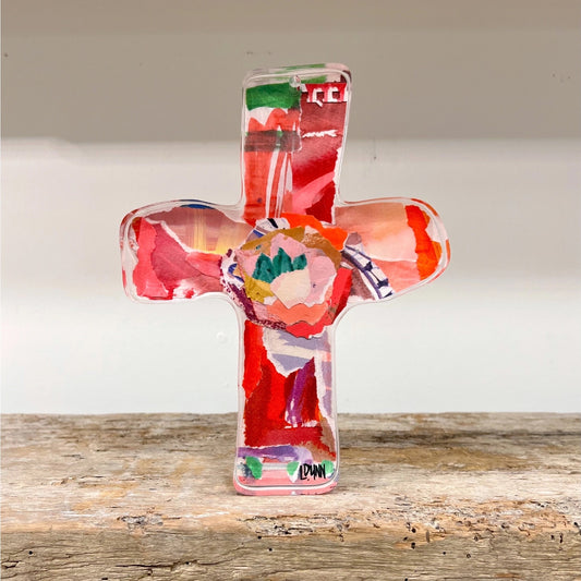 LDN Acrylic Everlasting Love Cross - Red 8"