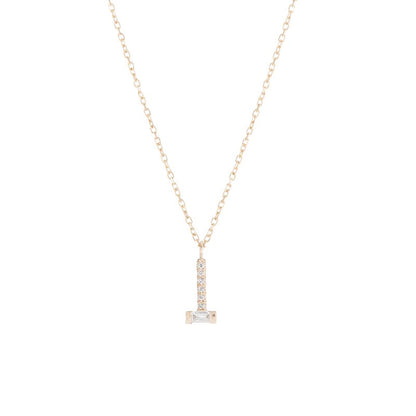 JKD N - Baguette Diamond Drop Necklace; 14kt YG