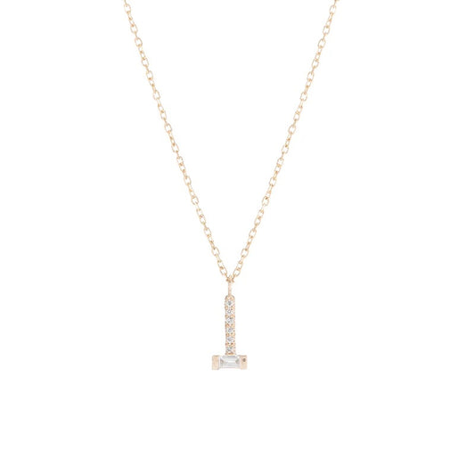 JKD N - Baguette Diamond Drop Necklace; 14kt YG
