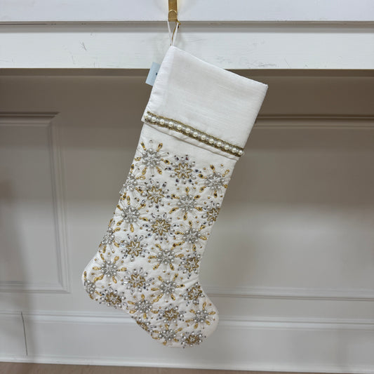 Crystal Frost Stocking in White & Gold