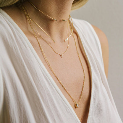 JKD N - Diamond V Necklace; 14kt YG