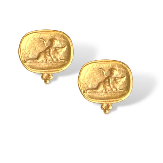 DMD E Guardian Angel Intaglio Earrings - Gold