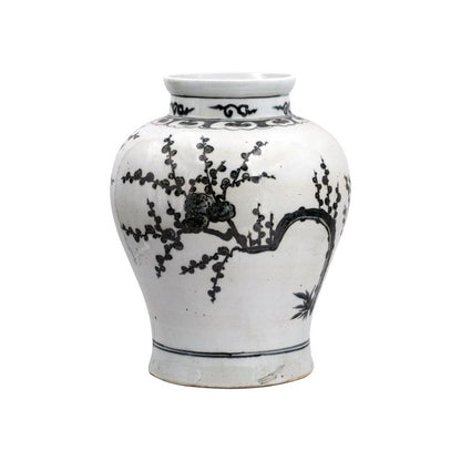 LOA Indigo Plum Jar With Brown Bird Vase 17" (1256A)