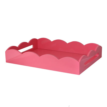 Lacquer Scalloped Ottoman Tray in Watermelon - 17x13