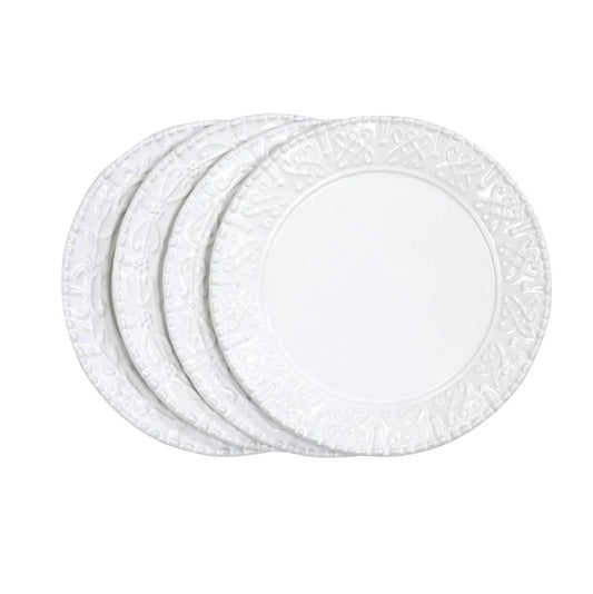 Historia - Paper White - Set of 4 Assorted Salad Plates 9.25"