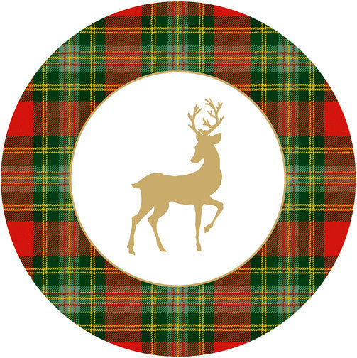 Reindeer Tartan Red Salad/Dessert Plates 12pk
