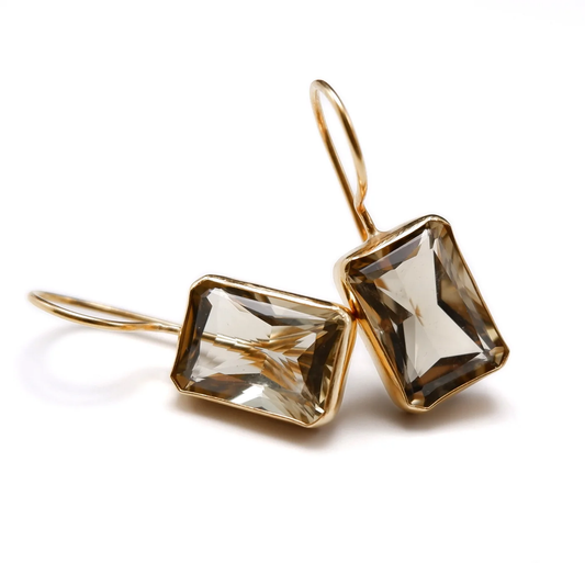 DMD E Emerald Cut Dark Citrine Midi Earrings