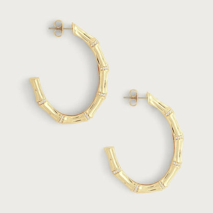 Bamboo - Single Hoop Earrings in Gold