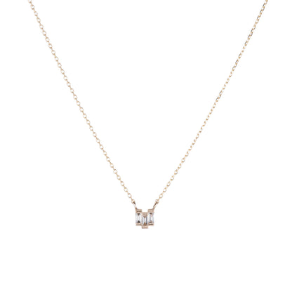 JKD N - Diamond Baguette Step Necklace; 14kt YG