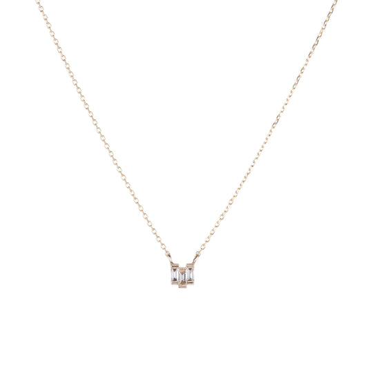 JKD N - Diamond Baguette Step Necklace; 14kt YG
