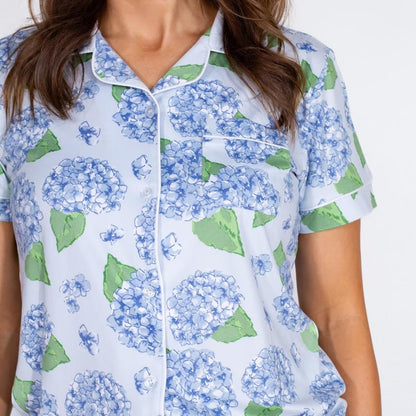 TRs Hydrangea - Button Up Sleep Shirt -