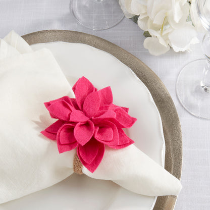 Felt Flower Napkin Ring - Fuchsia