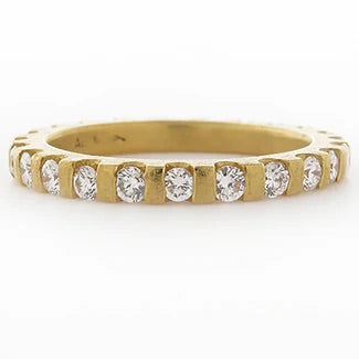 Gold Stacking Gear Ring with Diamonds