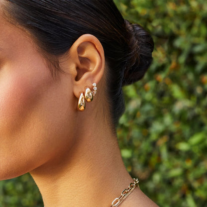 EFC E Diamond Pillow Huggie Earrings - 14KTWG