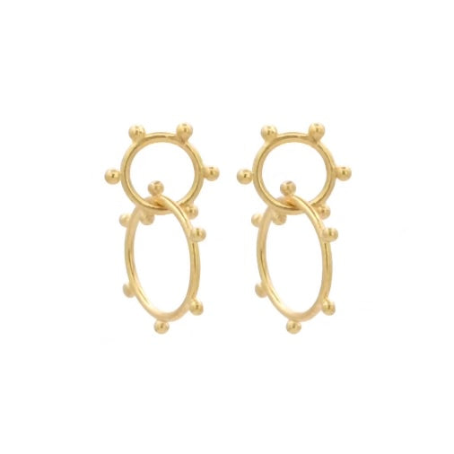 Circle in Circle Dot Post Earrings 14kt YG