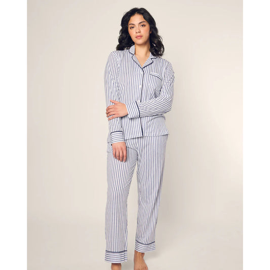 Women's Pima Classic Pajama Set - Navy French Ticking