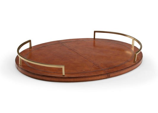 Oval Leather Metzler Tray 22x17