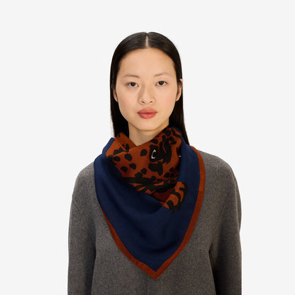 Scarf Carre 100 - Feline - Blue