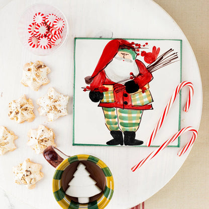 Old St. Nick - Trivet - Santa with Wood Pile 8"